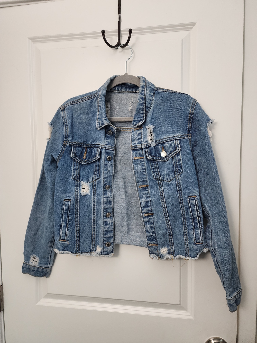 Distressed Denim Jacket Size Medium